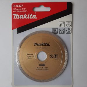 Disco diamantado Makita 115mm, eje 22.23mm. Borde continuo D-36837