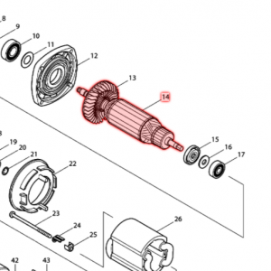 Inducido para Esmeril Makita 95764C, 9564CV, 9564PC, 9564PCV / 515228-2